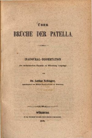 Über Brüche der Patella