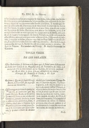 Titulo Treze. De los Obraxes.