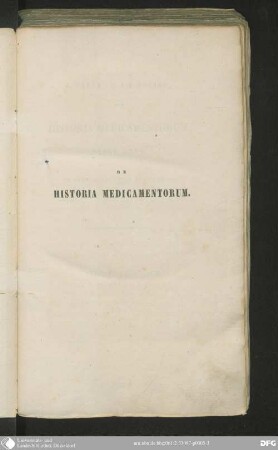 De Historia Medicamentorum, Liber unus, in Usum Juventutis academicae