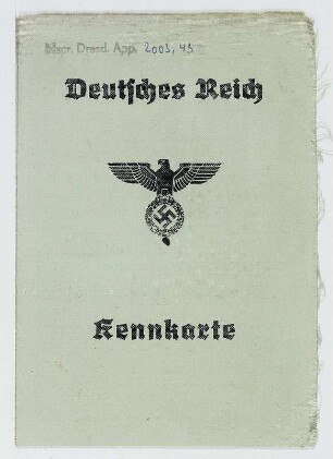 Kennkarte für Eva Klemperer geb. Schlemmer vom 13.12.1940. Vorderseite