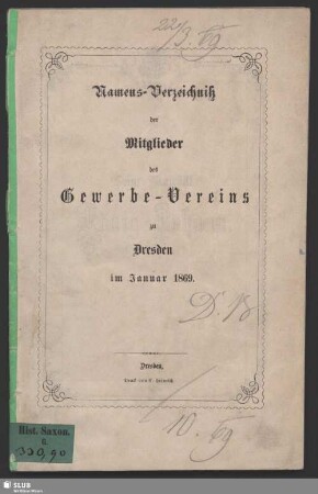 1869: Namens-Verzeichniß der Mitglieder des Gewerbe-Vereins zu Dresden