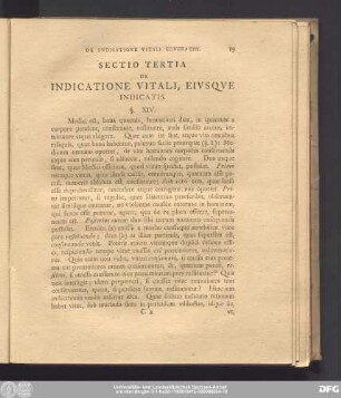 Sectio Tertia De Indicatione Vitali, Eiusque Indicatis.