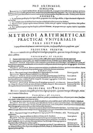 Methodi Arithmeticae Practicae Vniversalis Pars Secvnda.