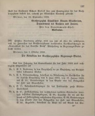 89. Inhaltsverzeichnis aus dem Centralblatt für das Deutsche Reich