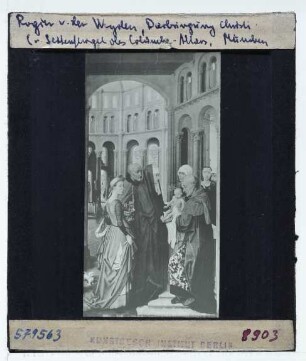 Weyden, Columba-Altar (München AP, WAF 1189) : Rechter Seitenflügel, Darbringung des Christuskindes im Tempel