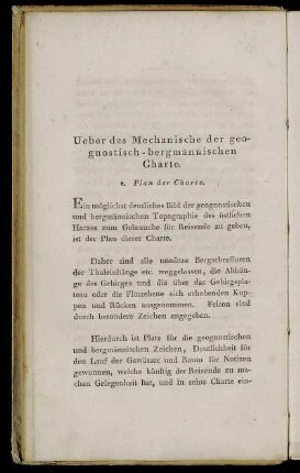 Ueber das Mechanische der geognostisch - bergmännischen Charte.