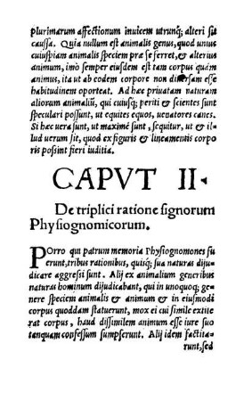 Capvt II. De triplici ratione signorum Physiognomicorum.