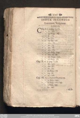 Index Secundus Locorum Scripturae.