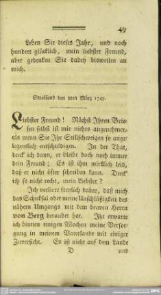 Stralsund den 8ten März 1749
