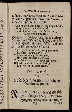 Das II. Capitel. Von der Zubereitung zu einem seeligen Sterben insgemein