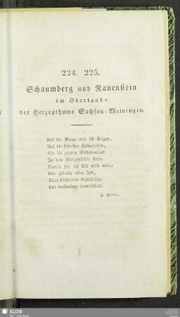 224. 225. Schaumberg und Rauenstein im Oberlande des Herzogthums Sachsen-Meiningen