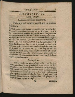 Disputatio IV. Lex LXXV. - LXXVIII.