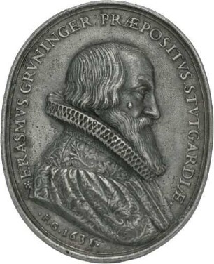 Medaille auf Erasmus Grüninger aus dem Jahr 1631