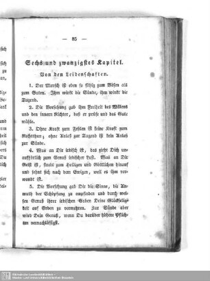 Sechs und zwanzigstes Kapitel. Von den Leidenschaften.