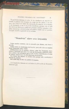 "Nosotros" abre una encuesta