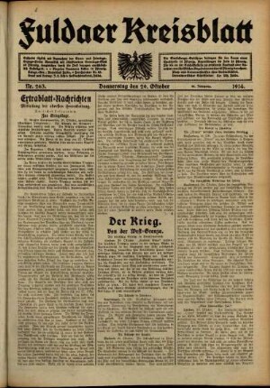 Ausgabe vom Donnerstag, den 29. Oktober 1914.