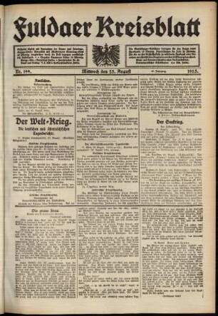 Ausgabe vom Mittwoch, den 25. August 1915.