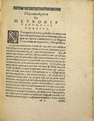Disputationum physicarum septima: de meteoris vaporosis