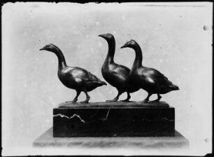 Ohne Titel (Im Atelier von August Gaul: Bronzeskulptur, drei Gänse, nach links gewandt)