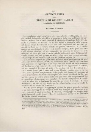 Appendice prima alla Libreria di Galileo Galilei.