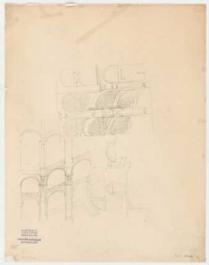 Thiersch, Friedrich von; München; Justizpalast - Treppenhaus (Ansichten, Schnitt)