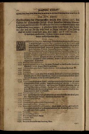 Das XIV. Capitel, Beschreibung der Burggraffen welche von Anno 1257 [...] – Das XX. Capitel, Vorsteher der Adlichen Gesellschaft Alt Limpurg [...]