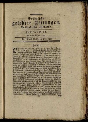 Zwölftes Stück, den 20ten März, 1790.
