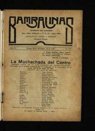 La muchacha del Centro : sainete lírica en un acto dividido en cuatro cuadros
