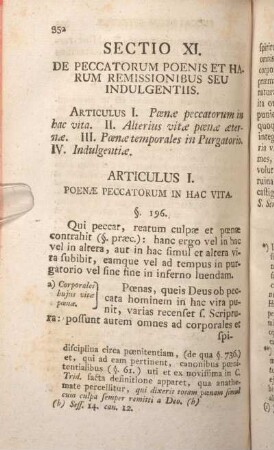Sectio XI. De Peccatorum Poenis Et Harum Remissionibus Seu Indulgentiis.