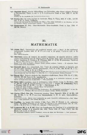 XI. Mathematik (Nr. 660-707)