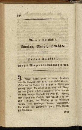 Vierter Abschnitt. Münzen, Maaße, Gewichte.