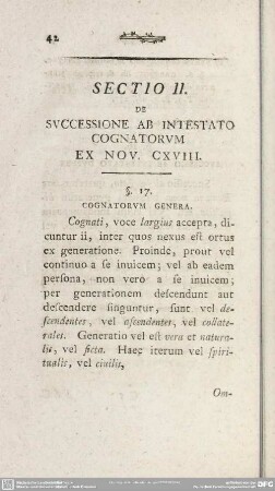 Sectio II. De Successione Ab Intestato Cognatorum Ex Nov. CXVIII