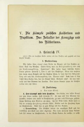 V. Die Kämpfe zwischen Kaisertum und Papsttum. Das Zeitalter der Kreuzzüge und des Rittertums