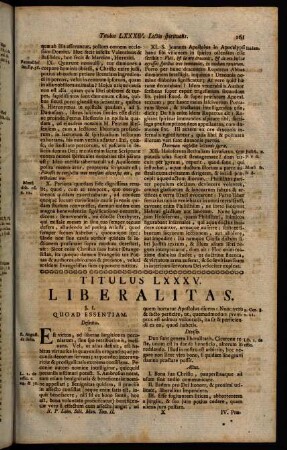 161-189, Titulus LXXXV. Liberalitas. - Titulus LXXXVI. Lingua.