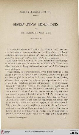 3.Ser. 6.1895: Observations géologiques sur les environs du Vieux-Caire