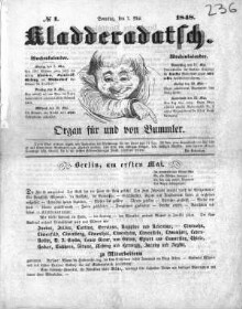 Kladderadatsch. N[umer]o 1. Organ für und von Bummler. (Sammlung Friedlaender)