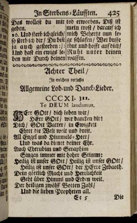 Achter Theil/ ...Allgemeine Lob- und Danck-Lieder.