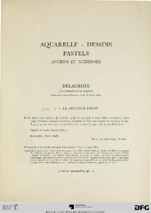 Aquarelles – Dessins – Pastels anciens et modernes (Nr. 1-7) avec planches I-IV