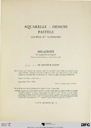 Aquarelles – Dessins – Pastels anciens et modernes (Nr. 1-7) avec planches I-IV