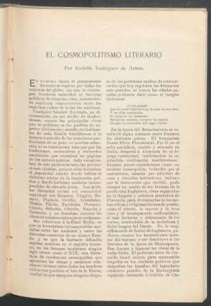 El cosmopolitismo literario.