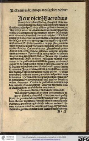 Prohemium in librum qui mensa philosophica dicitur.