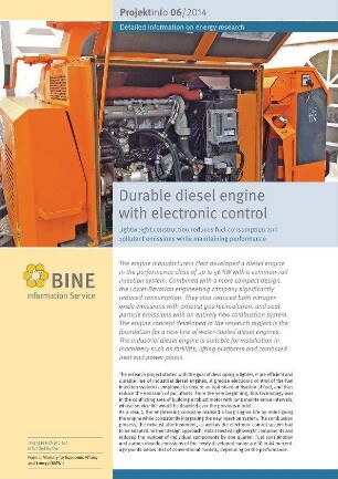 Durable diesel engine with electronic control. Lightweight construction reduces fuel consumption and pollutant emissions while maintaining performance.