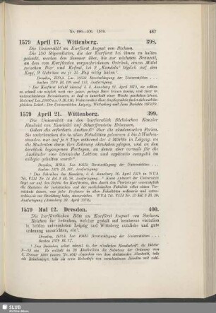 399. 1579, April 21. Wittenberg
