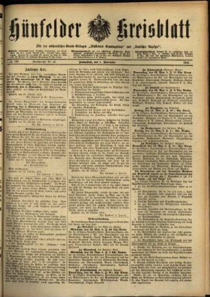 Ausgabe vom Samstag, den 01. November 1913.