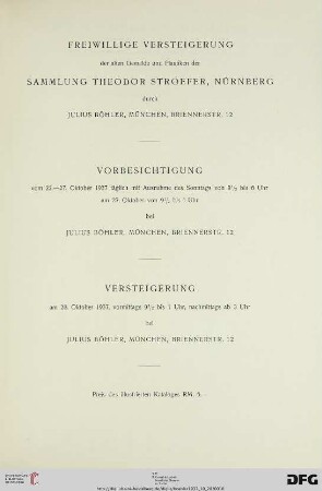 Freiwillige Versteigerung / Vorbesichtigung / Versteigerung