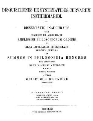 Disquisitiones de systematibus curvarum isothermarum