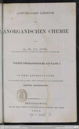 3: Ausführliches Lehrbuch der anorganischen Chemie : in drei Abtheilungen