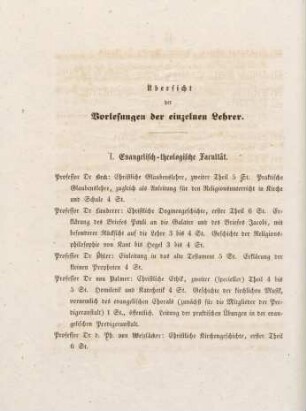18-24, Übersicht der Vorlesungen der einzelnen Lehrer