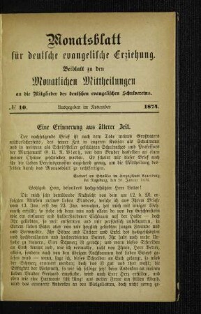 ¬Eine¬ Erinnerung aus älterer Zeit