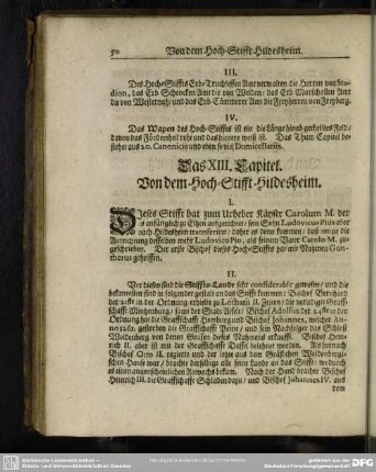 Das XIII. Capitel. Von dem Hoch-Stifft Hildesheim